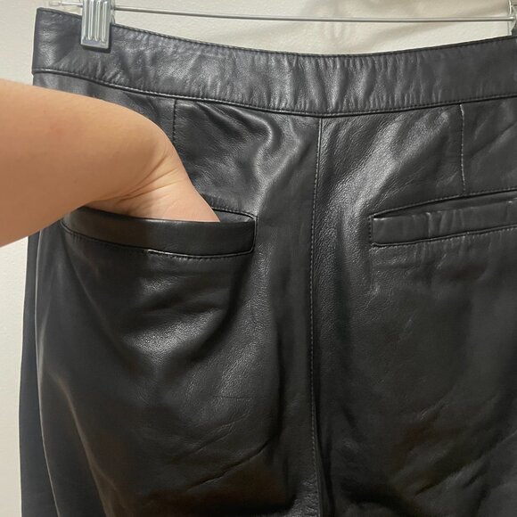 Free People (Neon Blonde) ‘Nadia’ High-Rise Genuine Lamb Leather Pants Size 28 - Picture 5 of 13